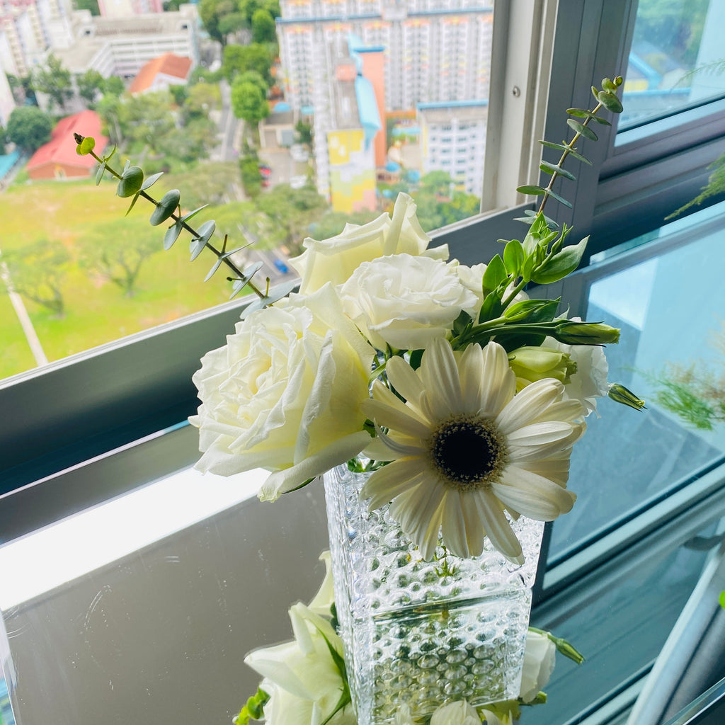White and Green Square Table Arrangement