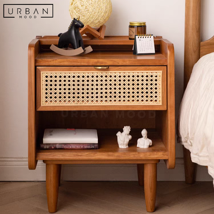 SPOTTY Rustic Rattan Side Table