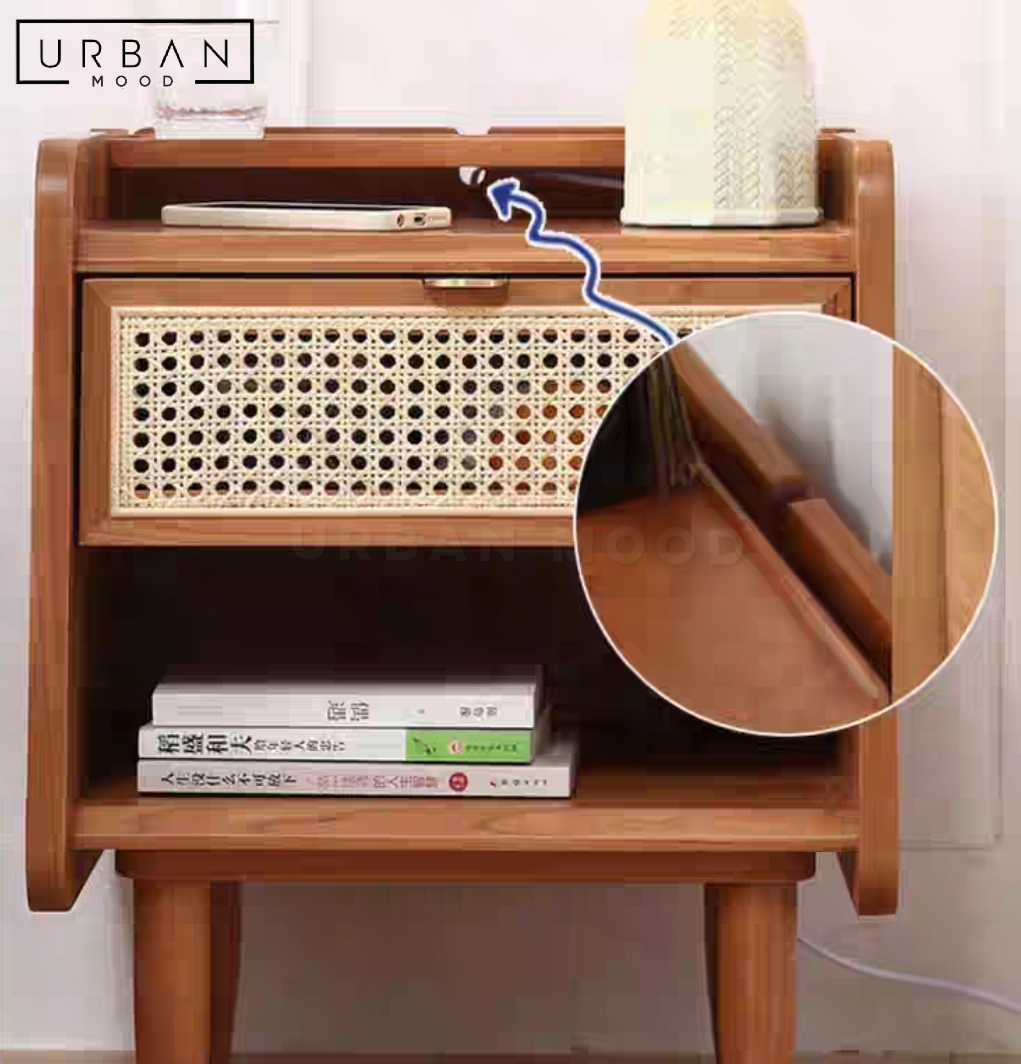 SPOTTY Rustic Rattan Side Table