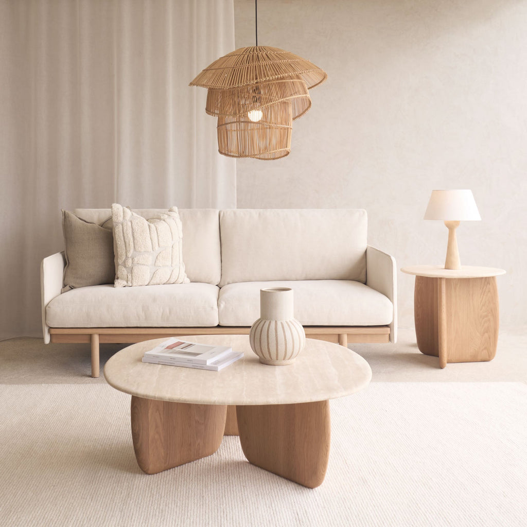 Pensive 2 Seater Fabric Sofa | Blonde Oak - Eva