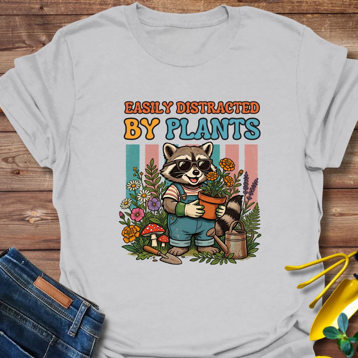 Raccoon Distracted By Plants T-Shirt product image 8