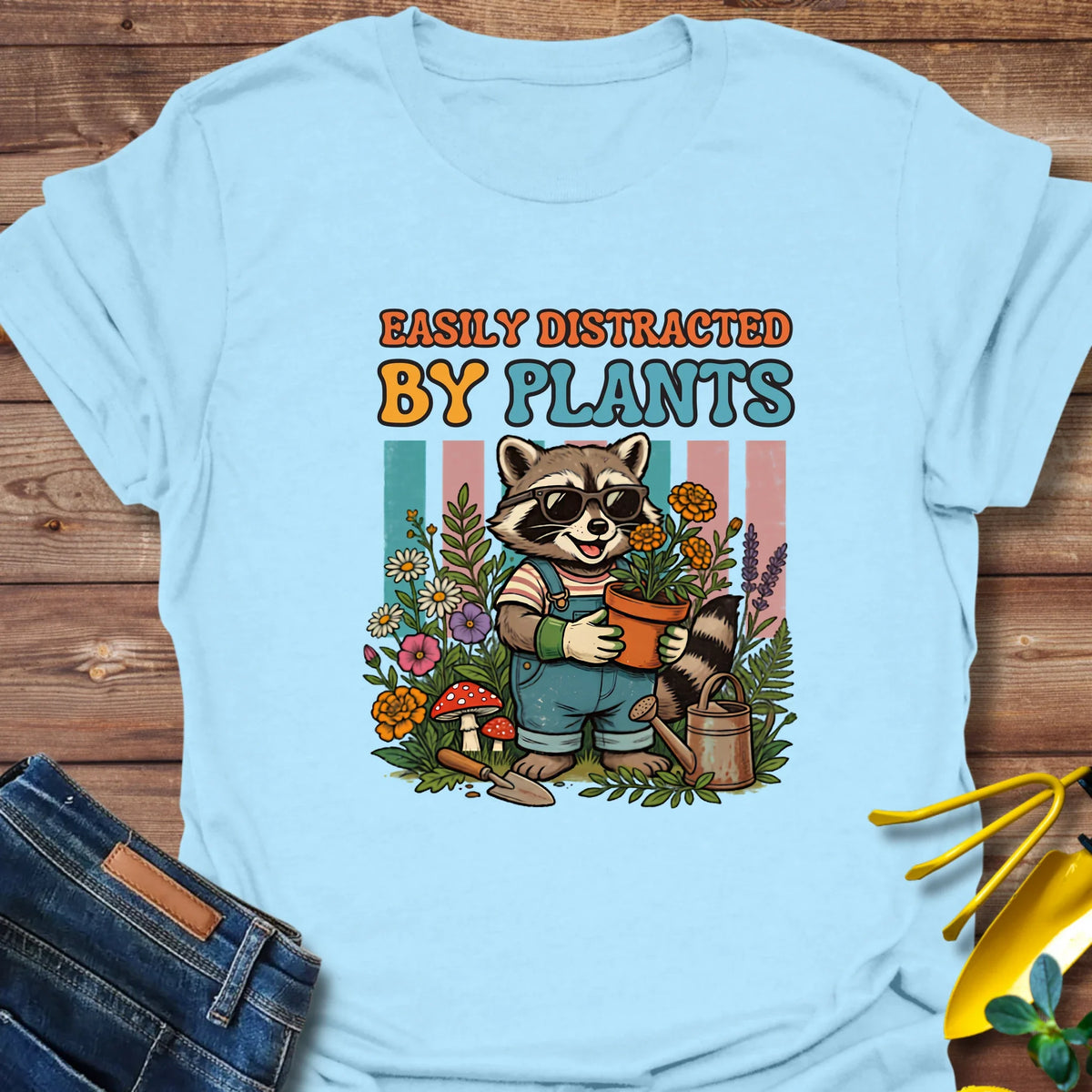Raccoon Distracted By Plants T-Shirt product image 4