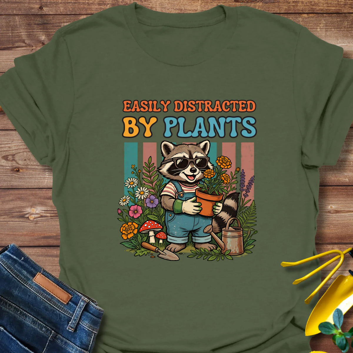 Raccoon Distracted By Plants T-Shirt product image 7