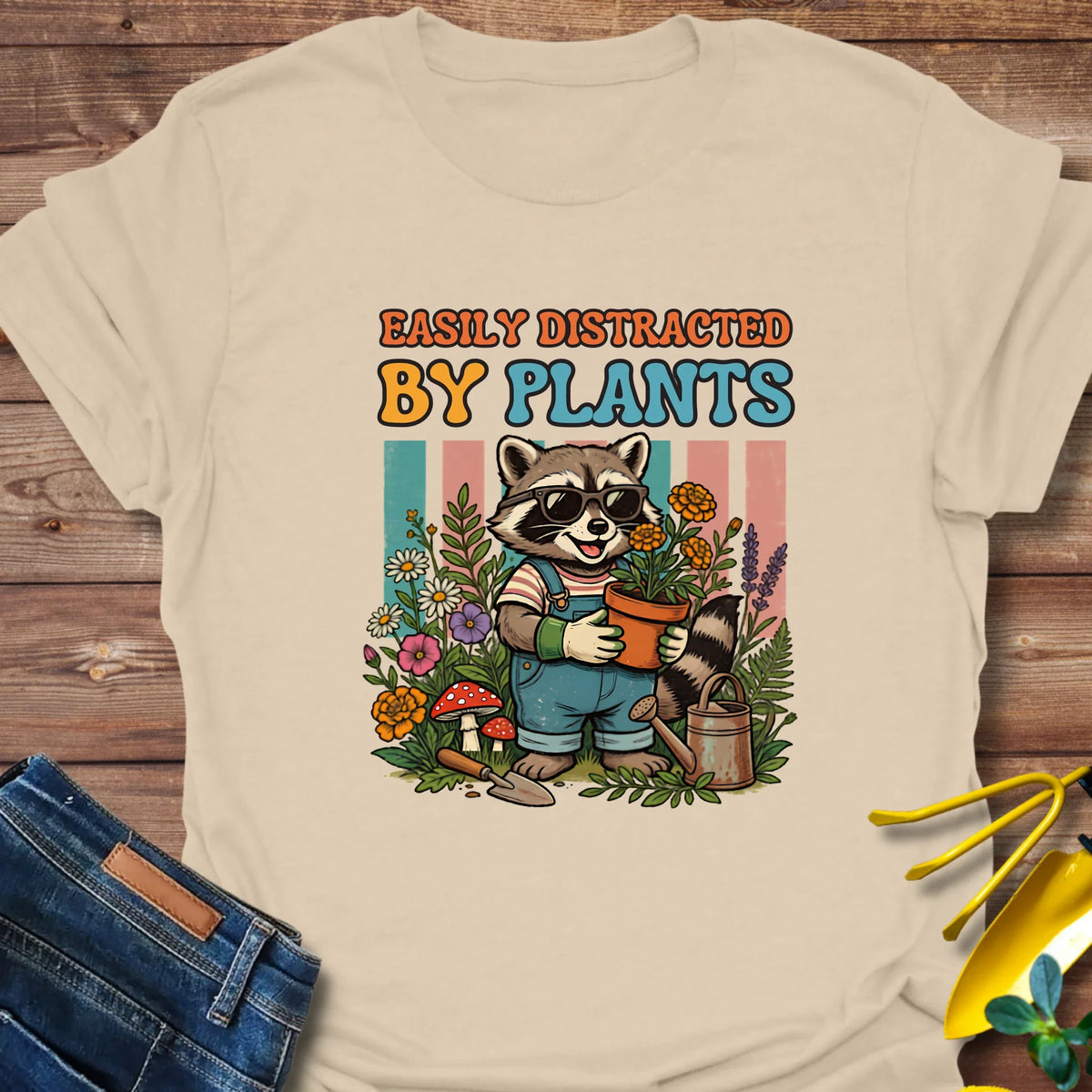 Raccoon Distracted By Plants T-Shirt product image 9