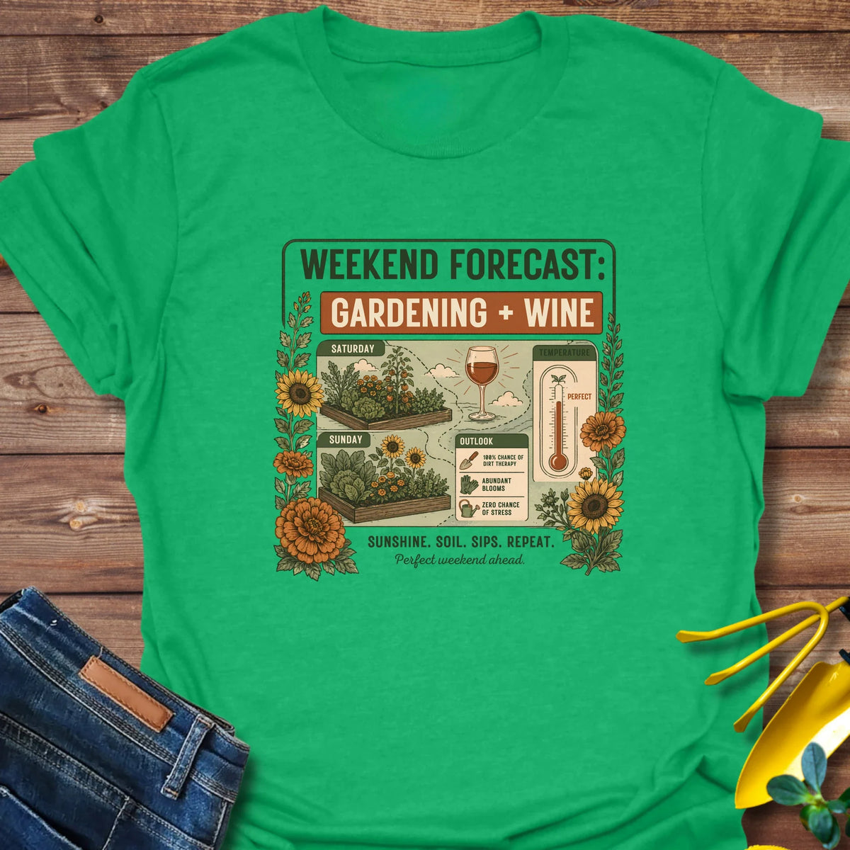 Weekend Forecast Gardening + Wine T-Shirt product image 1