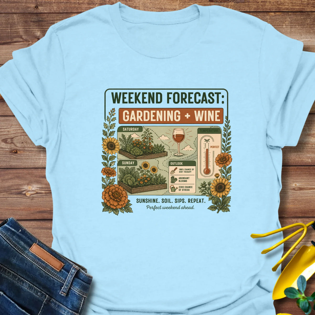 Weekend Forecast Gardening + Wine T-Shirt product image 2