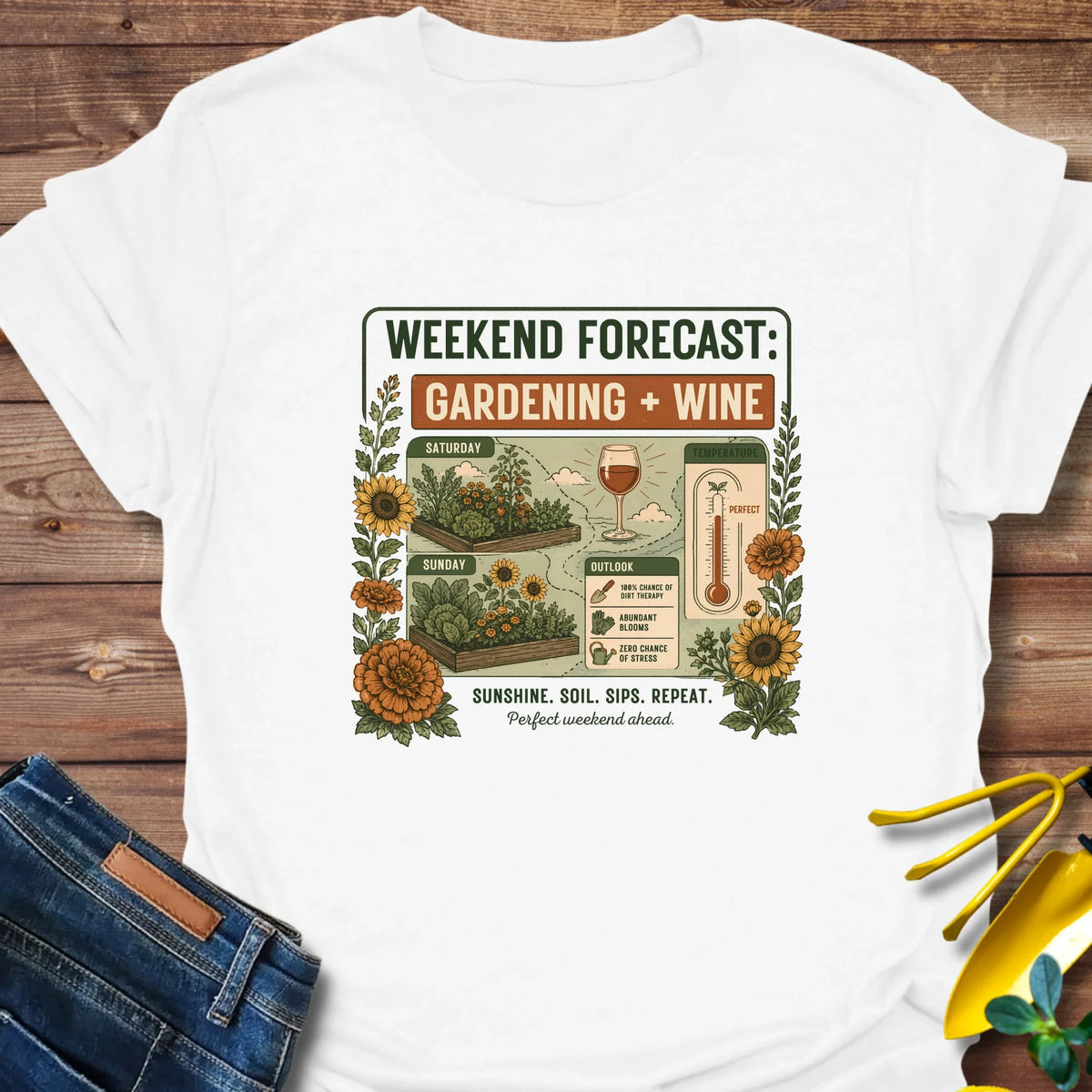Weekend Forecast Gardening + Wine T-Shirt product image 3